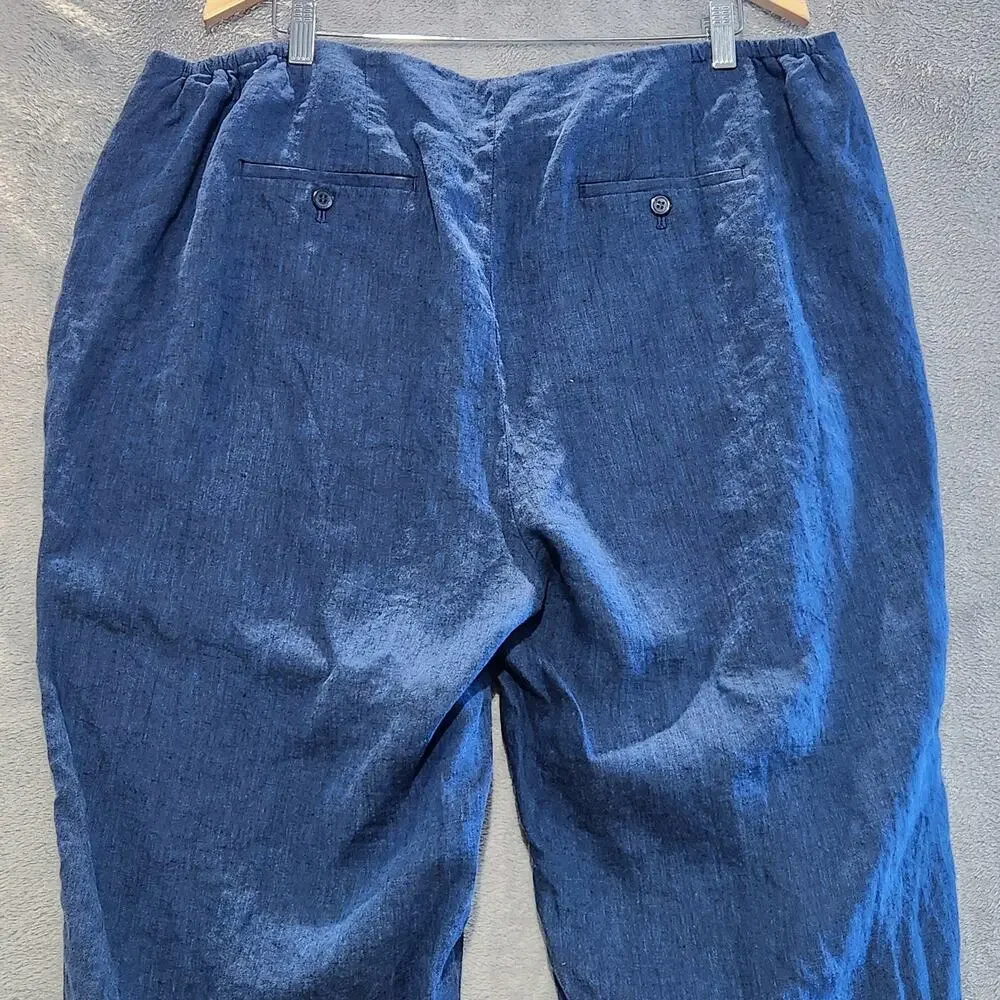 Talbots Womens Navy Blue 100% Linen Chelsea Crop Pants Size 20W Nautical Beach - Picture 5 of 13